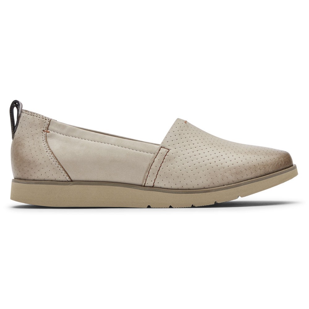 Rockport Womens Slip-On Beige - Cobb Hill Laci - UK 649-LORVYU